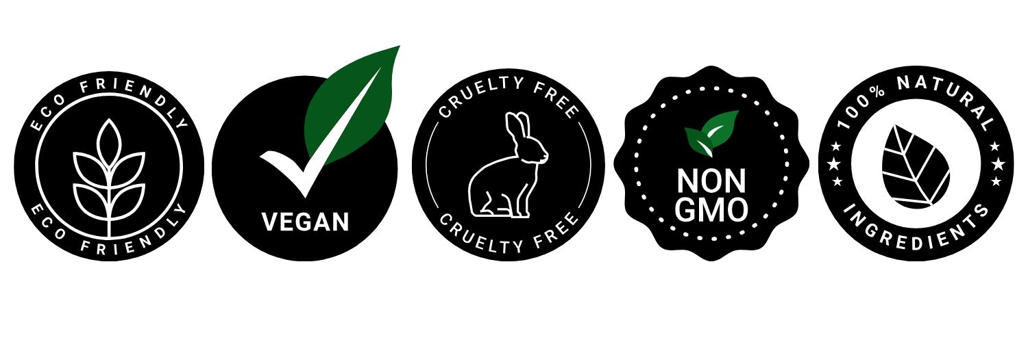 banners, non gmo, vegan, eco friendly, 100 natural ingredients