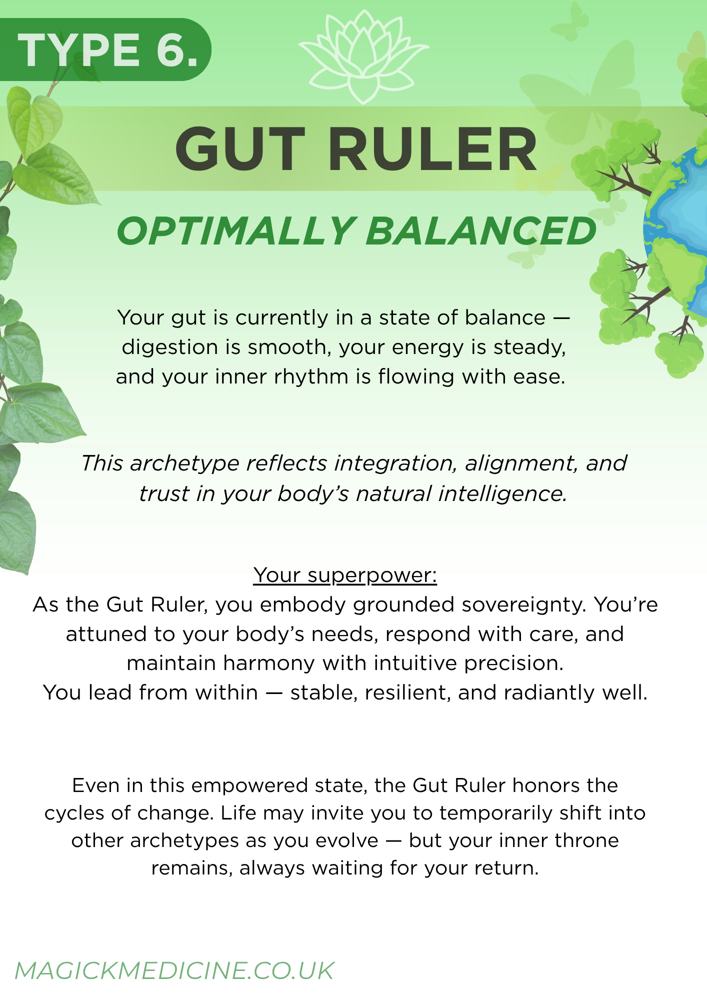 TYPE 6 GUT ARCHETYPES: GUT RULER CHEAT SHEET - Food Groups & Danger Foods List