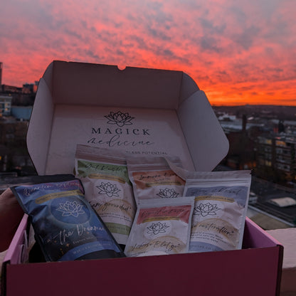 Magic Teas Gift Box lifestyle spiritual shot sunset happy wellness vibes