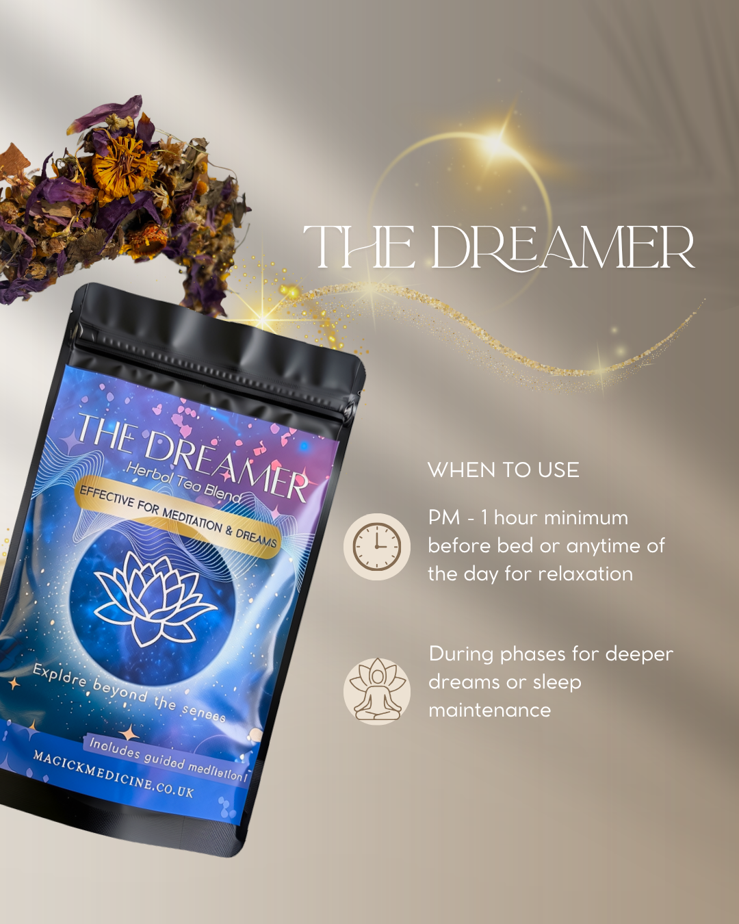 When to drink The Dreamer: at night, close to bedtime. Caffeine-free