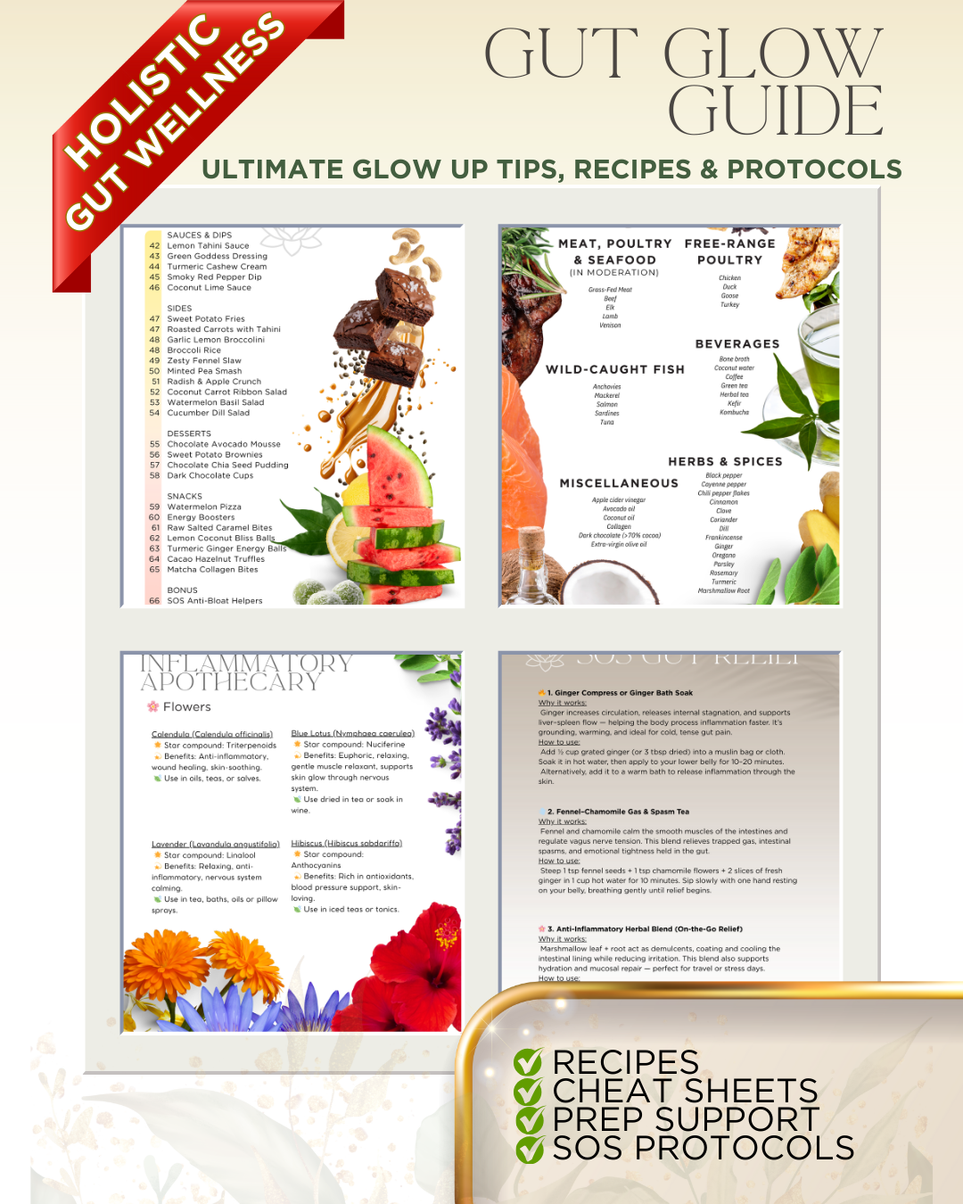 GUT GLOW GUIDE! Anti-Bloat Foods, Soulful Staples, Grounding Recipes, Real Radiance