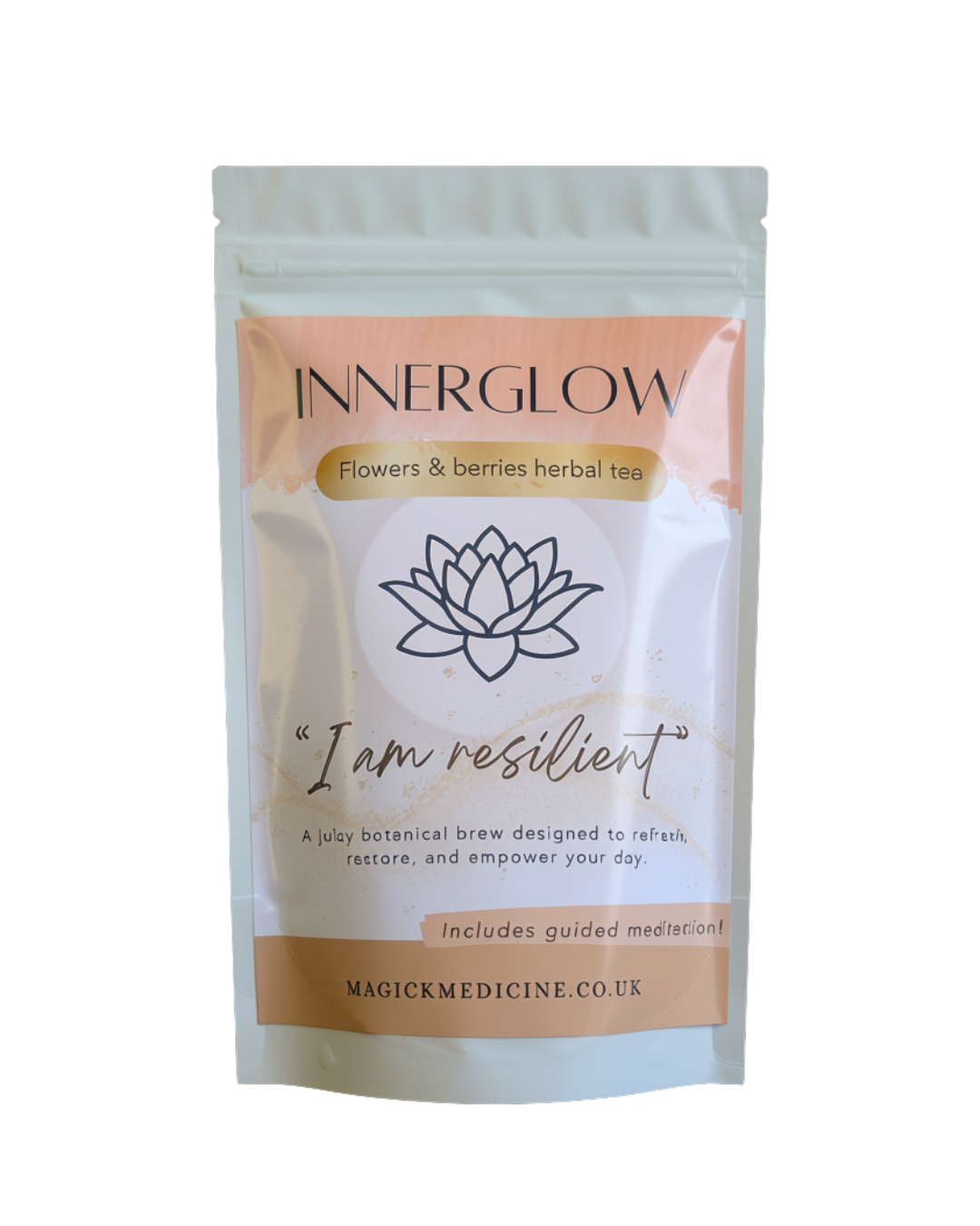 InnerGlow - the daytime blend, a bright hibiscus and rosehip loose leaf herbal tea by Magick Medicine