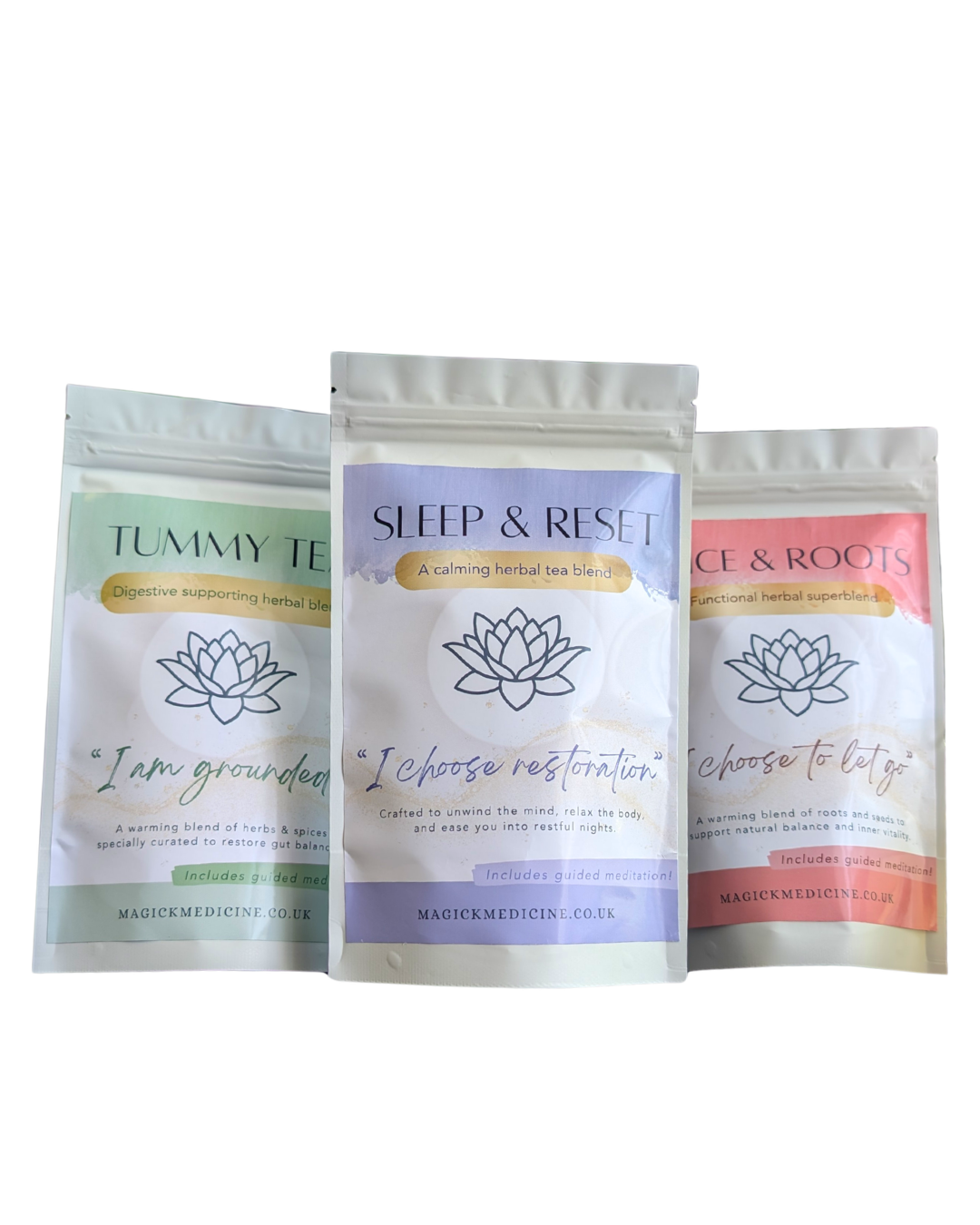 The Ritual Trio teabag gift set - three Magick Medicine herbal blends in biodegradable teabags