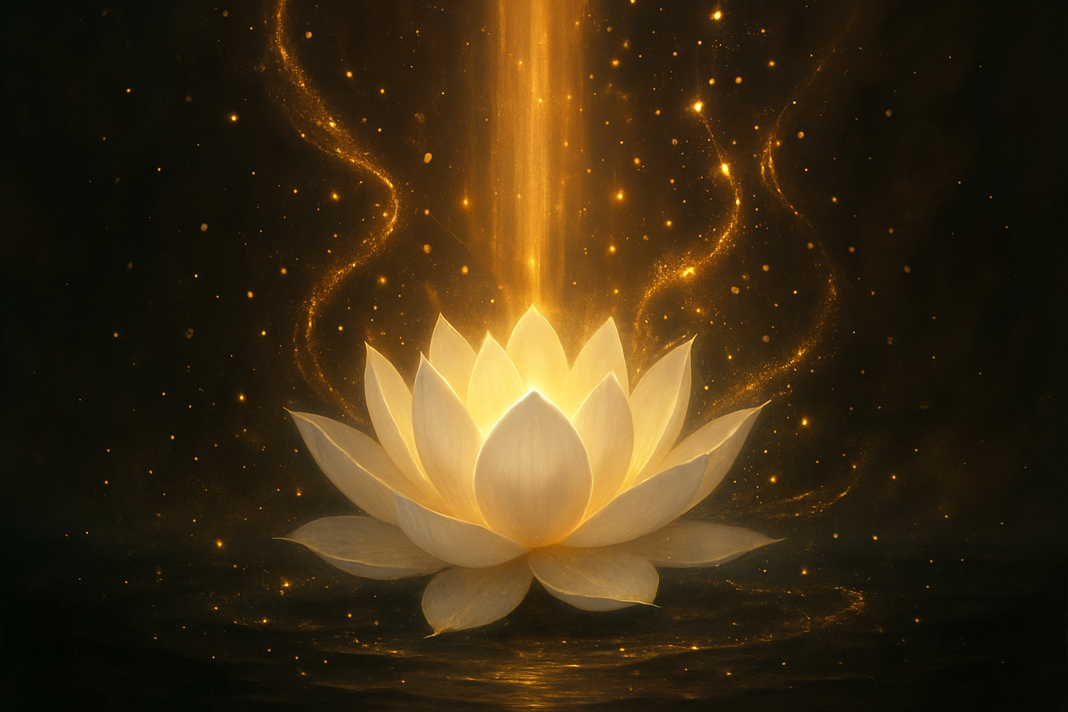 portrait image generate white glowing lotus golden magical, make sure the size of the image in a portrait sizing